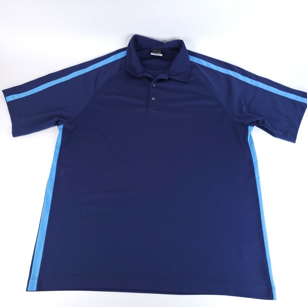 Nike Dri-Fit Polo‎ Mens XL Blue Embroidered Light Blue Logo on Back Golf Shirt
